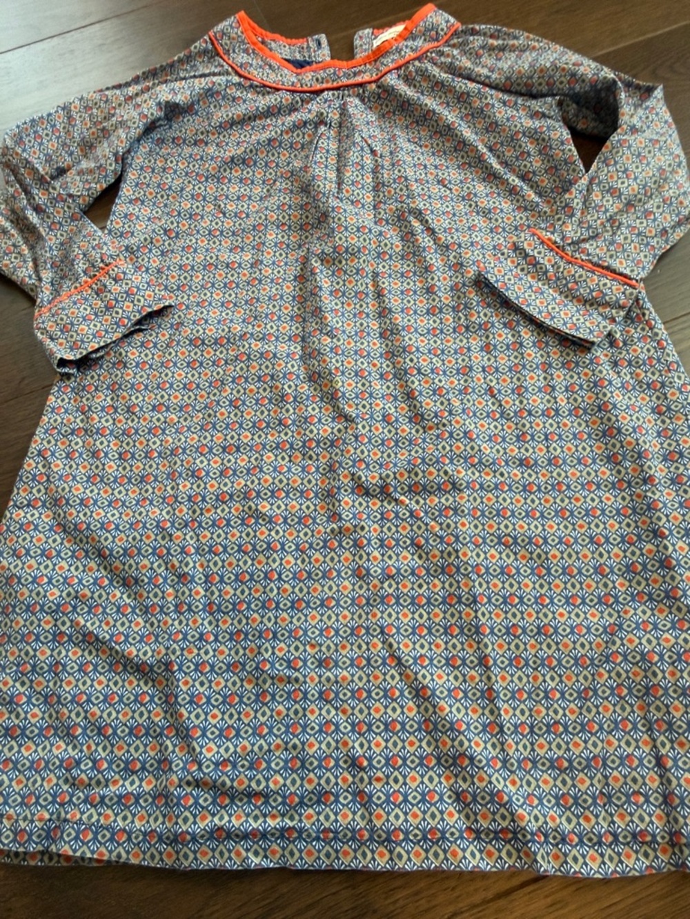Bleu Comme Gris Girls Long Sleeve Dress with Orange Trim Size 8 - C36-023 - Picture 7 of 10
